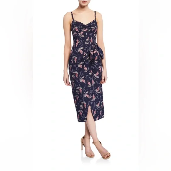 Rebecca Taylor Ivy Wrapped Floral Midi Dress - Picture 1 of 9